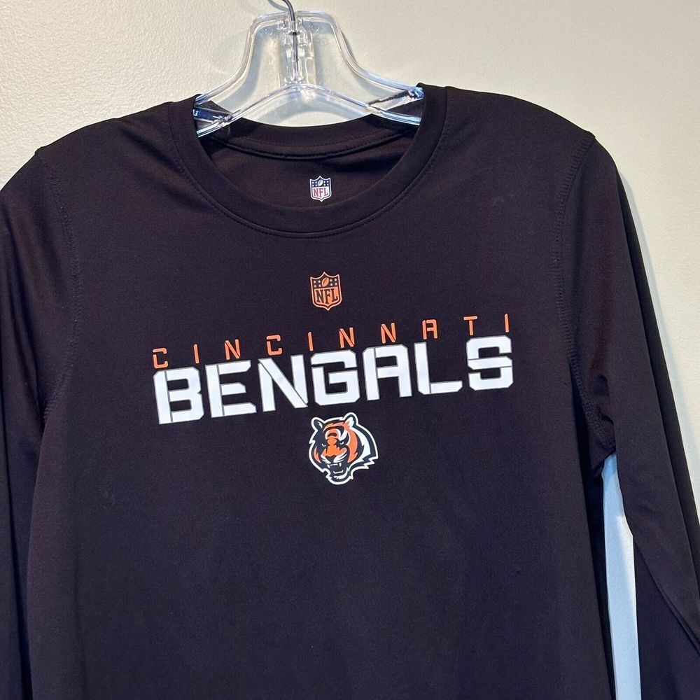 Performance Long Sleeved T Shirt Youth Large 14-16 NFL Cincinnati Bengals Black